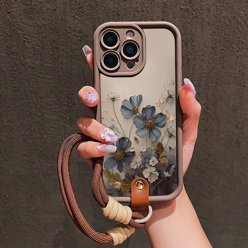 Phone Cases With Straps - Blaue Blumen-Lanyard-Schlaufen-Handyhülle für Samsung Galaxy Note