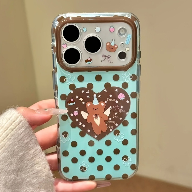 Phone Cases Polka Dot - Braune Polka-Dot-Herz-Bären-Muster Schutzhülle für iPhone 17