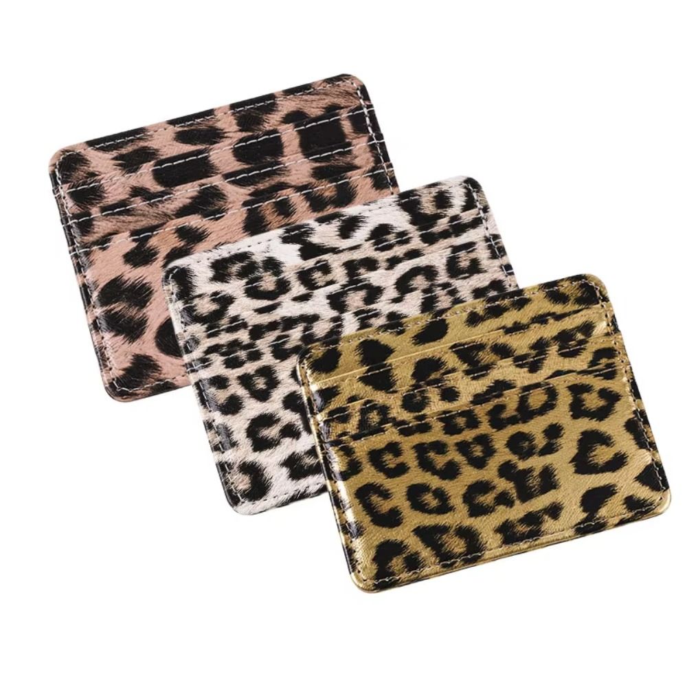 Slim Card Slot Case - Klassisches PU-Leder Leopardenmuster Kartenetui Schlankes Multi-Slot-ID-Kreditkartenhalter