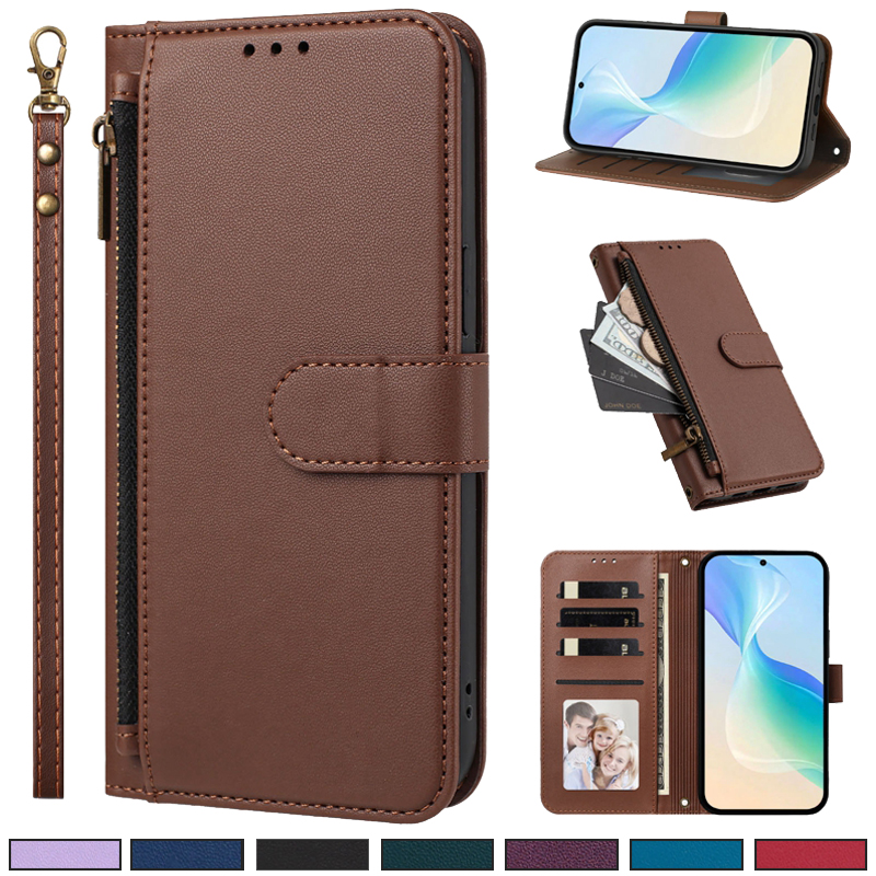 Slim Card Slot Case - Reißverschluss-Flip-Hülle für Tecno Camon 50 40