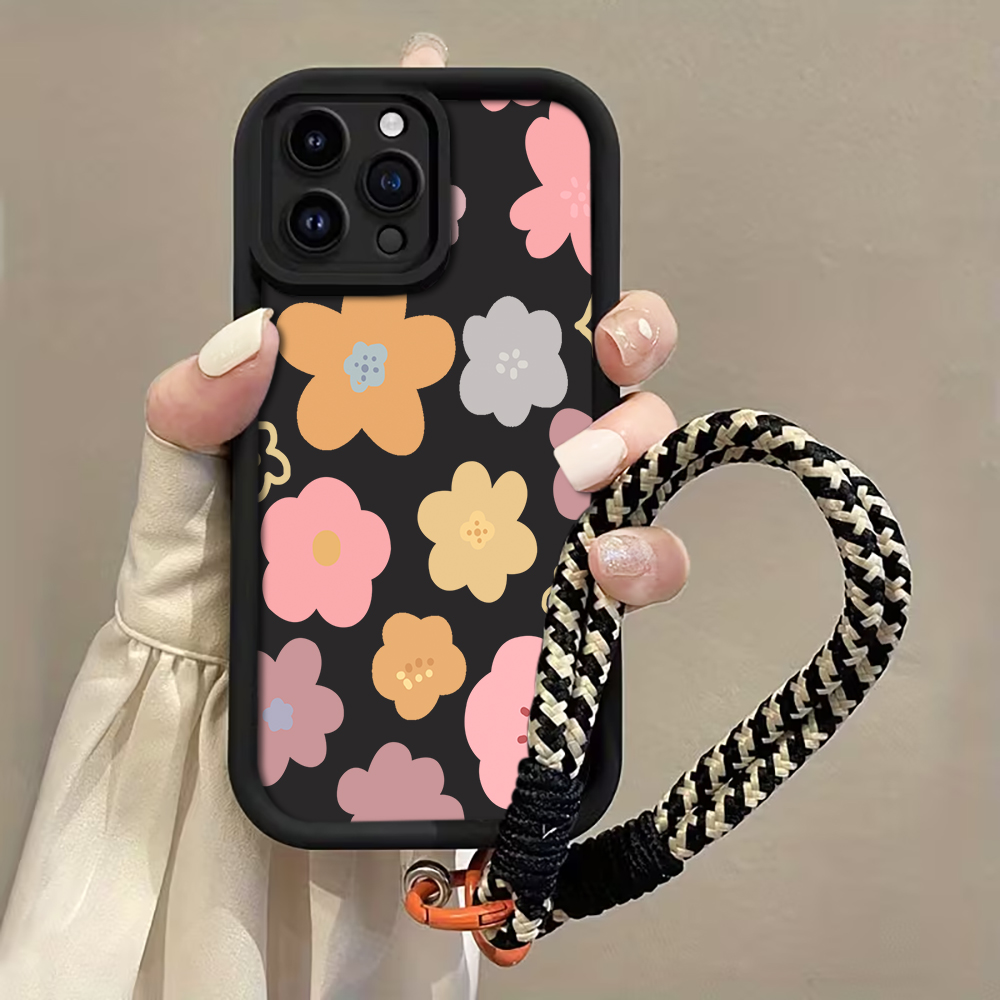 Phone Cases With Straps - Macaron Blumen Riemen Handyhülle für iPhone