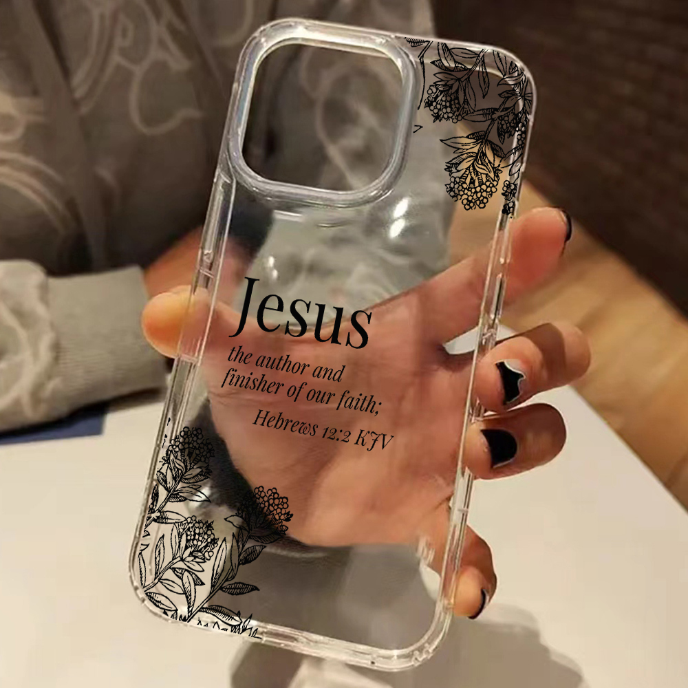 Phone Cases Jesus - Jesus Bibelvers Blumenmuster Transparente Handyhülle für