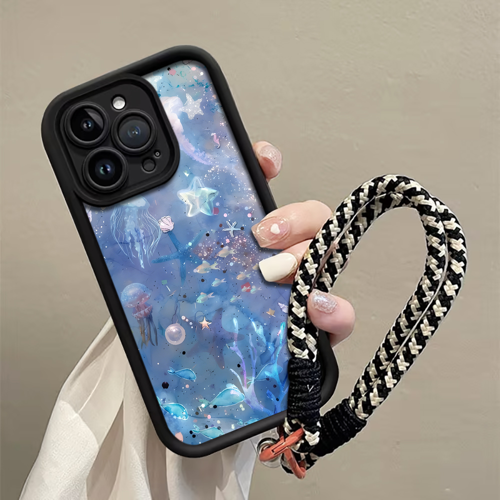 Phone Cases With Straps - Blau-lila Quallen-Handyhülle mit Trageschlaufe für Samsung