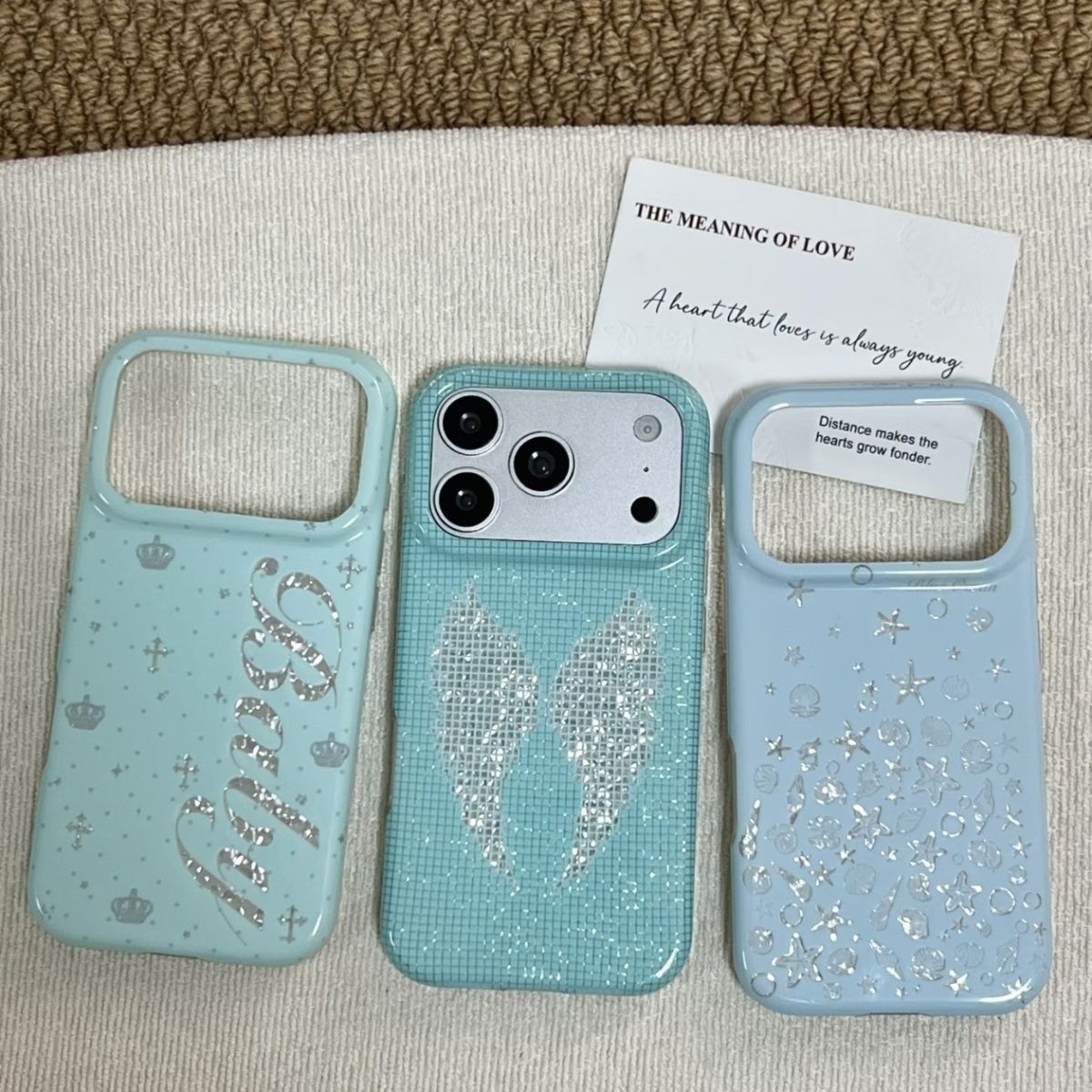 Phone Cases For Iphone 16 - Koreanische Mintfarbene Handyhülle mit englischem Kreuz
