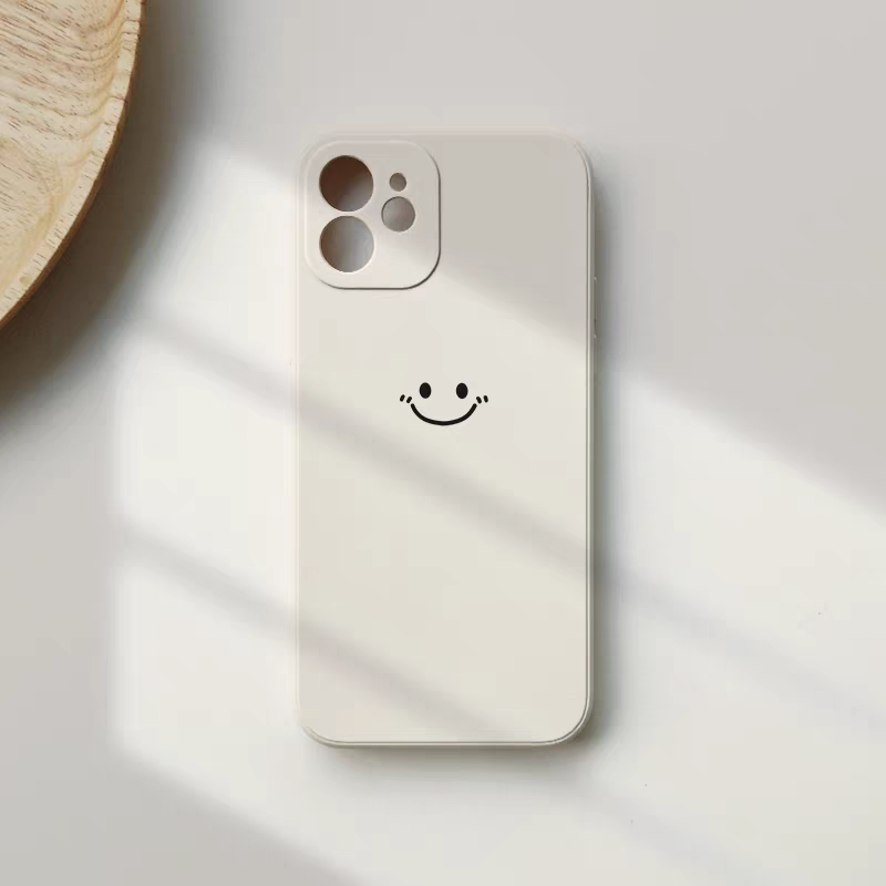 Silicone Liquid Case - Minimalistische Smiley-Print Handyhülle für iPhone 17