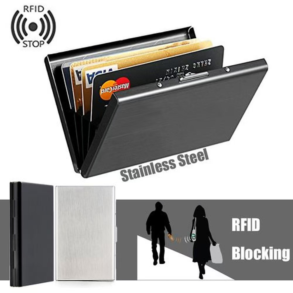 Slim Card Slot Case - Schlankes RFID-Kartenetui aus Edelstahl mit 6