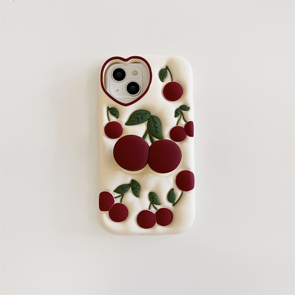 Phone Cases Dior - Lustige Cartoon 3D Kirsch-Ständer-Hülle für iPhone