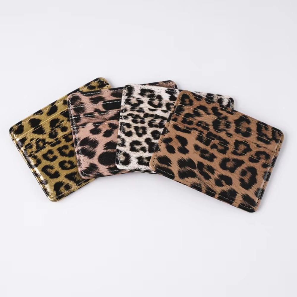 Slim Card Slot Case - Klassisches PU-Leder Leopardenmuster Kartenetui Schlankes Multi-Slot-ID-Kreditkartenetui