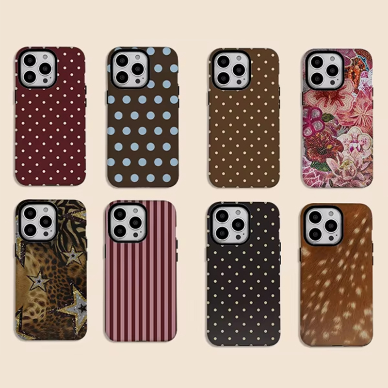 Phone Cases Polka Dot - Stilvolle Polka Dots Streifen Retro-Muster Handyhülle