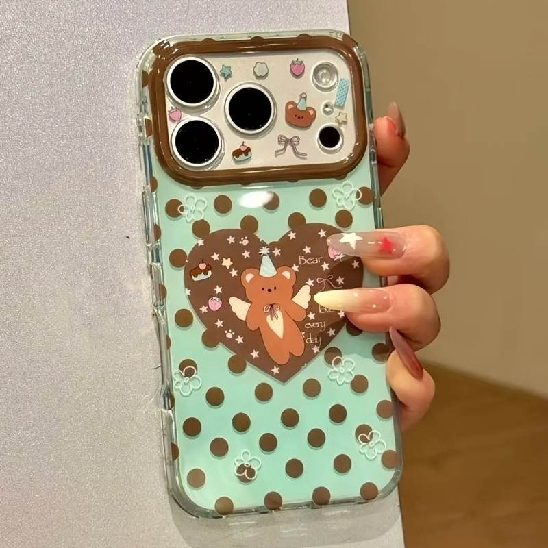 Braune Polka-Dot-Herz-Bären-Mu – Phone Cases Polka Dot Bewertung und Preis