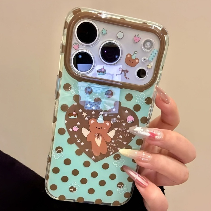 Braune Polka-Dot-Herz-Bären-Mu – Phone Cases Polka Dot Bewertung und Preis