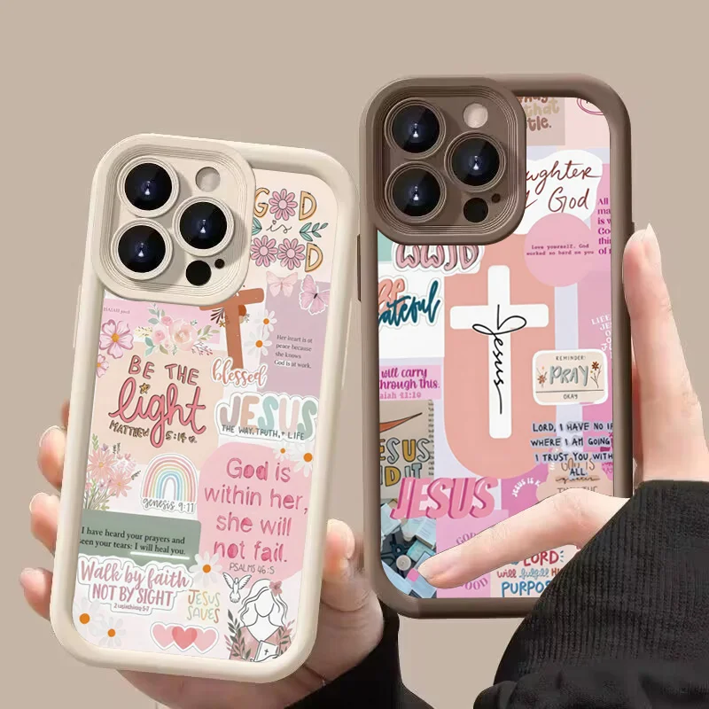Slogan mit rosa Kreuz Grafik H – Phone Cases Jesus Bewertung und Preis