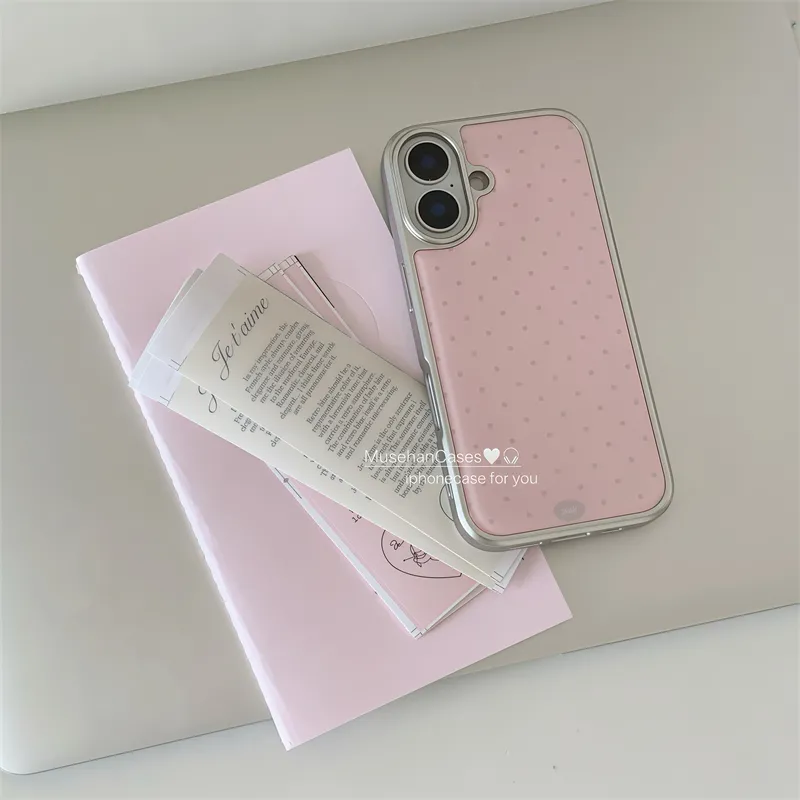 Koreanische Ins Creme Rosa Pol – Phone Cases Polka Dot Bewertung und Preis