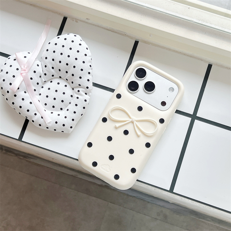 Koreanische 3D Weiße Schleife  – Phone Cases Polka Dot Bewertung und Preis