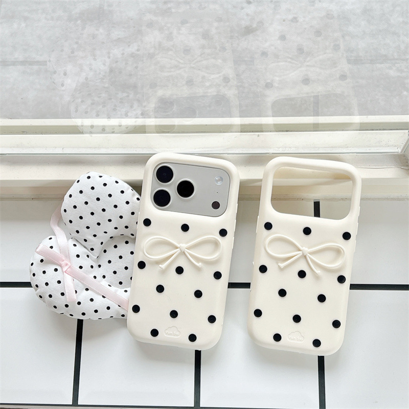 Koreanische 3D Weiße Schleife  – Phone Cases Polka Dot Bewertung und Preis