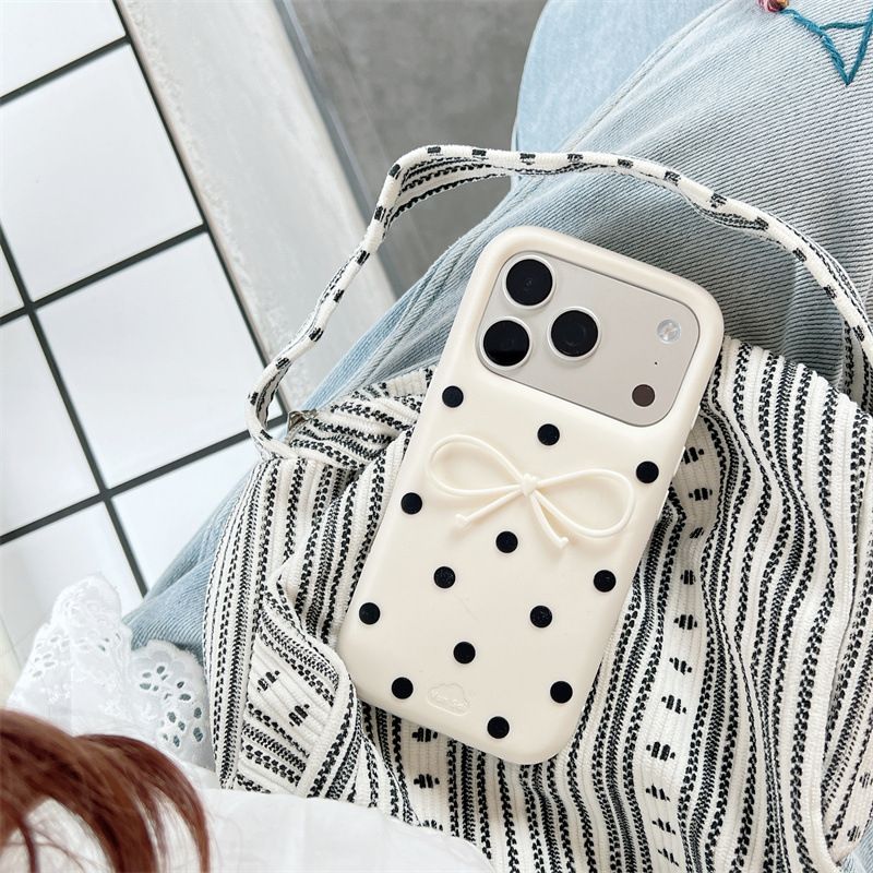 Koreanische 3D Weiße Schleife  – Phone Cases Polka Dot Bewertung und Preis